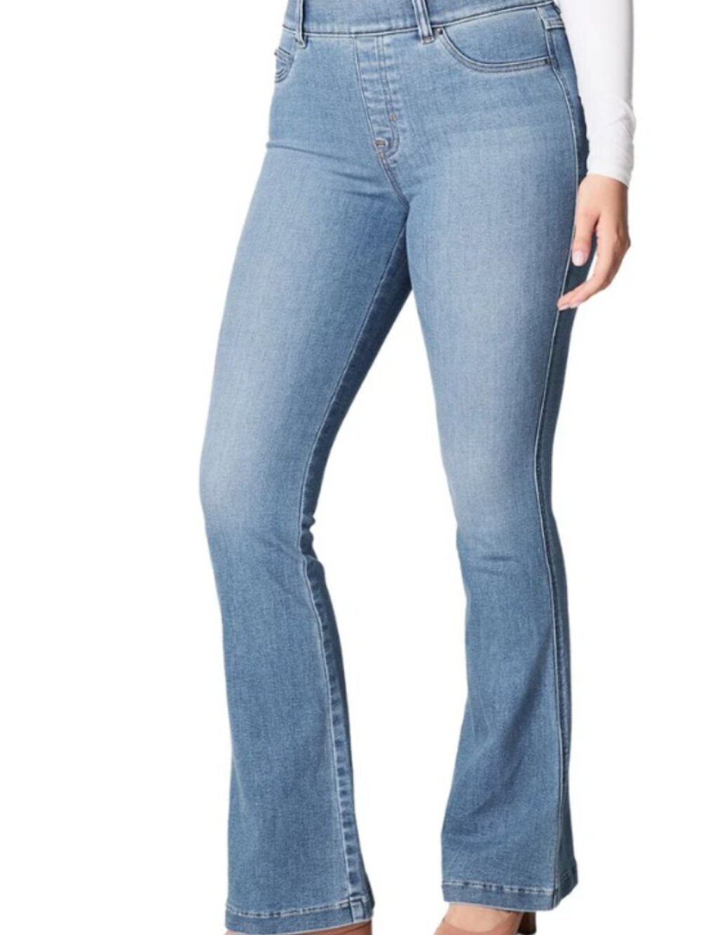 NWOT SPANX Light Blue Women's Stretch Pull On Flare Jeans, Size XL